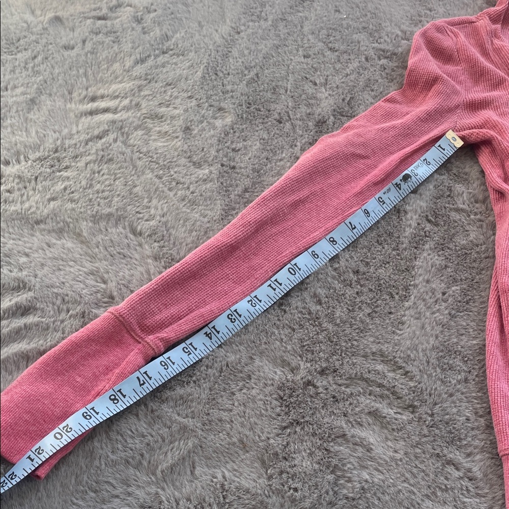 American Eagle Outfitters Pink Waffle Knit Hooded Pullover - Picture 6 of 7